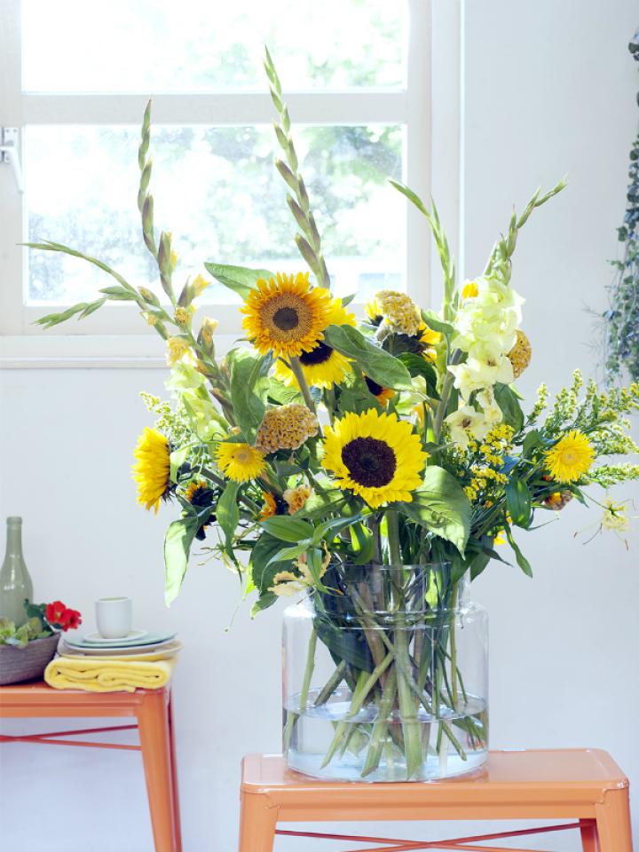 boeket zonnebloemen | trouwdag vieren vrolijk boeket